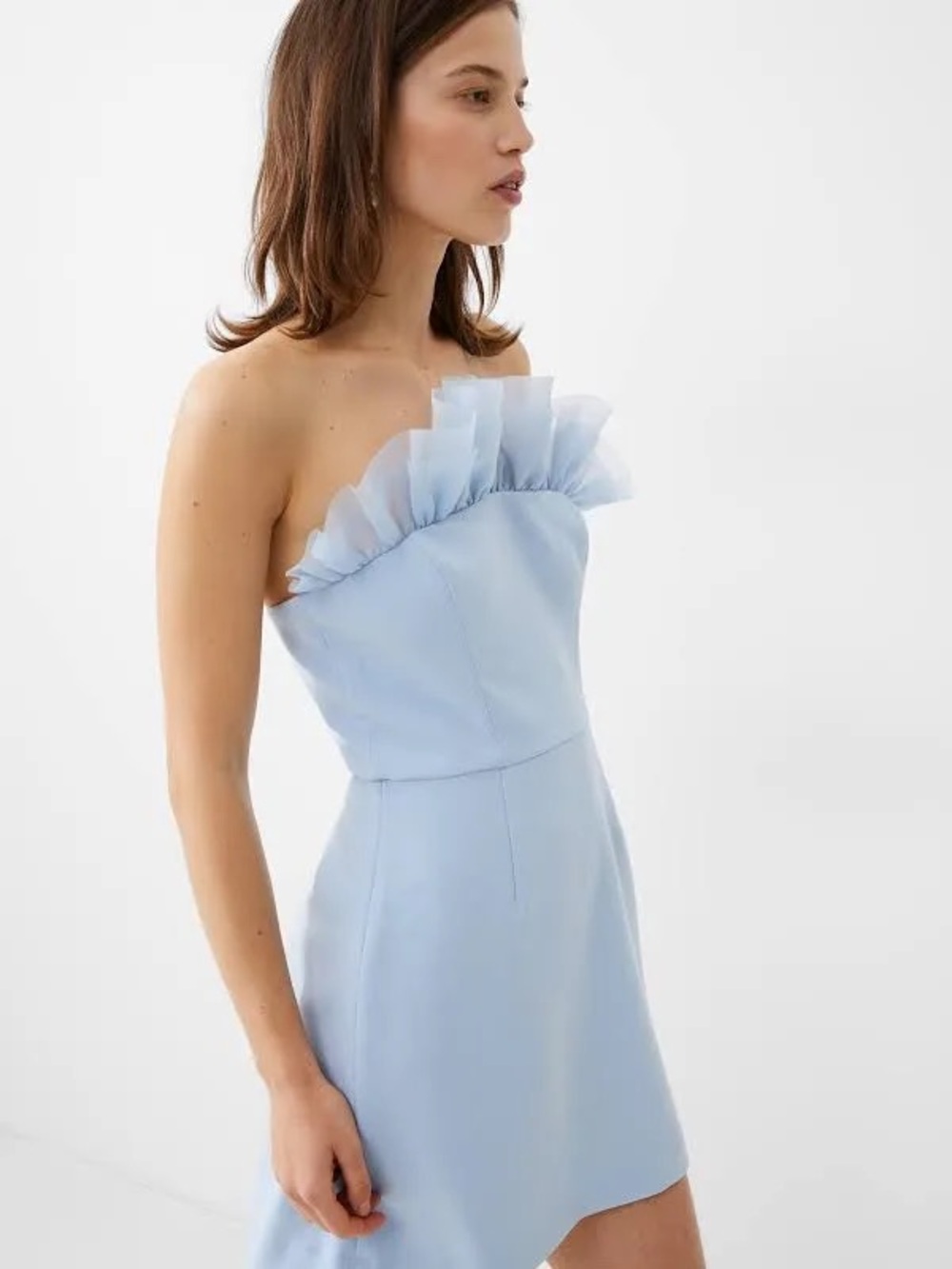 French Connection Whisper Organza Dress  - Light Blue